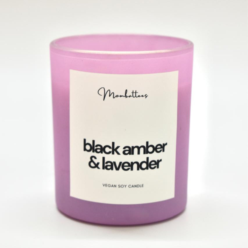 Black Amber & Lavender Scented Soy Candle