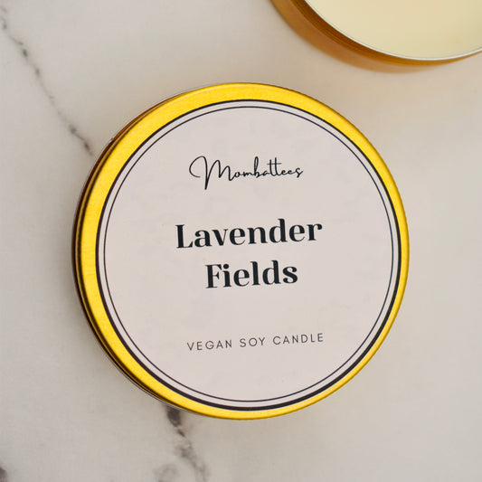 Lavender Fields Golden Tin Scented Soy Candle