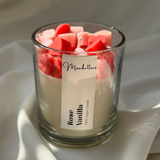 Rose Vanilla Scented Soy Candle- Jar of Love