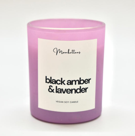 Black Amber & Lavender Scented Soy Candle